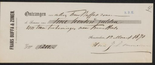 Receipt for Hendrik Jan Zimmerman