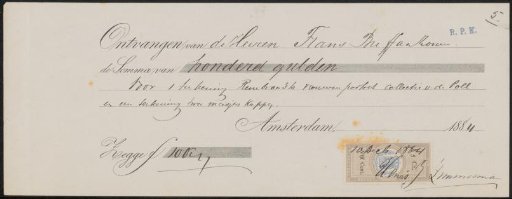 Receipt for Hendrik Jan Zimmerman