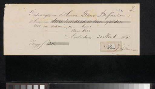Receipt for Hendrik Jan Zimmerman