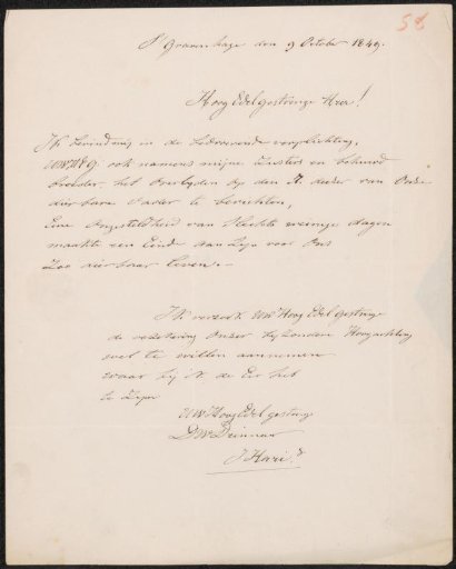 Letter to Baron Huibert Gerard Nahuys van Burgst