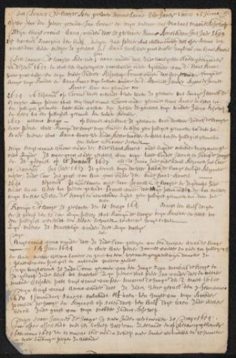Manuscript concerning Romeyn de Hooghe and family
