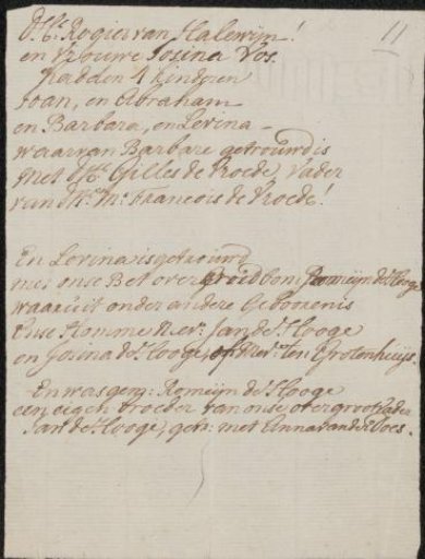 Manuscript concerning the De Hooghe family