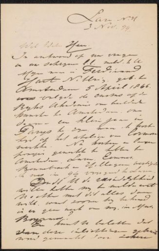 Letter to Pieter Haverkorn van Rijsewijk
