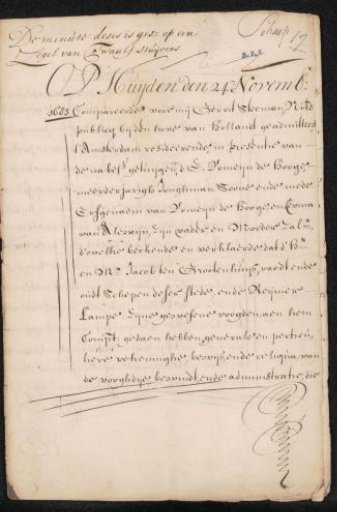 Notarial deed regarding Romeyn de Hooghe (1655-1704) and his former guardians