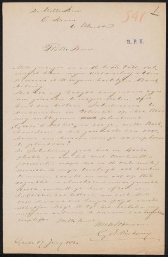 Letter to Christiaan Kramm