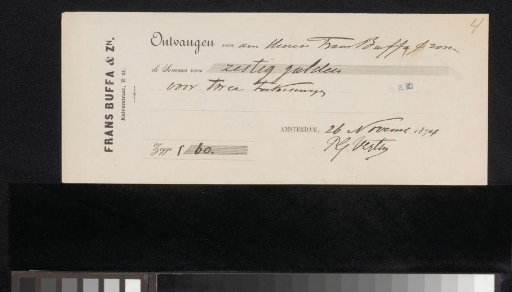 Receipt for Petrus Gerardus Vertin
