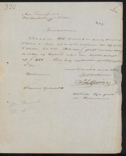 Letter to the Committee of the Exhibition of Living Masters in Utrecht