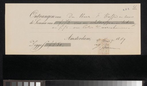 Receipt for Jan Voerman (1857-1941)