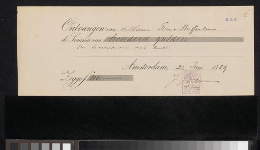 Receipt for Jan Voerman (1857-1941)
