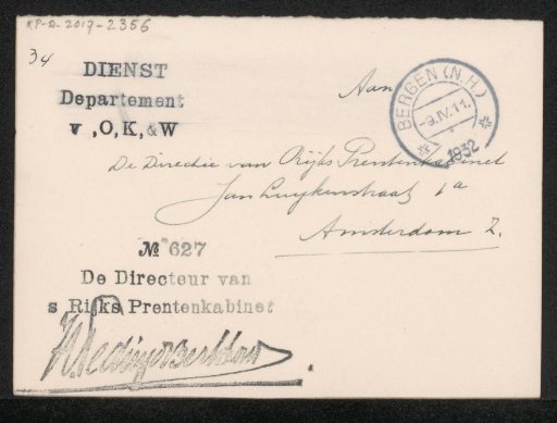 Letter to Jonkheer Hendrik Teding van Berkhout (1879-1969)