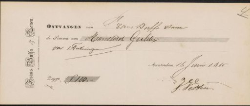 Receipt for Johannes Vetten