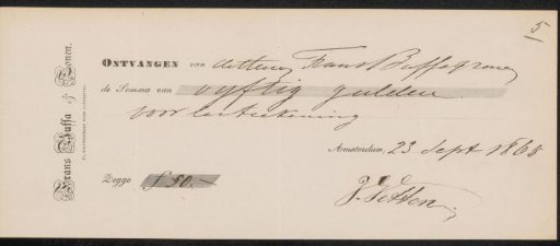 Receipt for Johannes Vetten