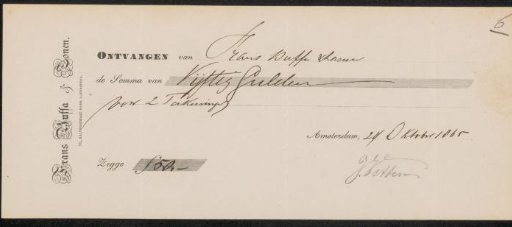 Receipt for Johannes Vetten