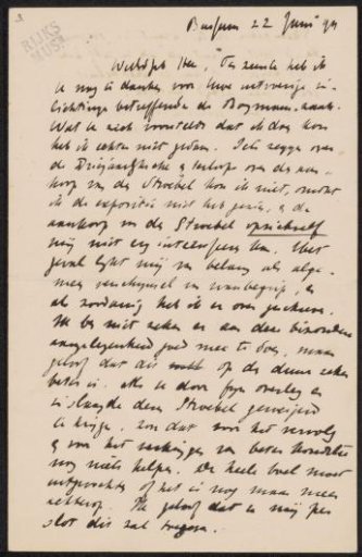 Letter to Pieter Haverkorn van Rijsewijk