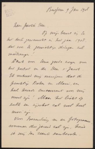 Letter to Pieter Haverkorn van Rijsewijk