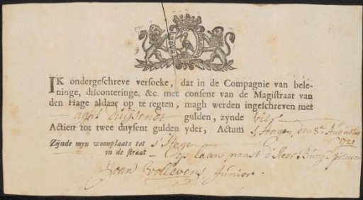 Document concerning the participation of Johannes Vollevens (II) in the wind trade