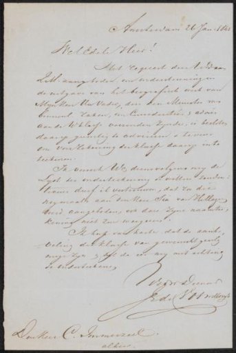 Letter to Christiaan Immerzeel