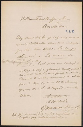 Letter to Frans Buffa and Sons