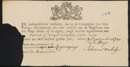 Subscription for the Compagnie van beleningen