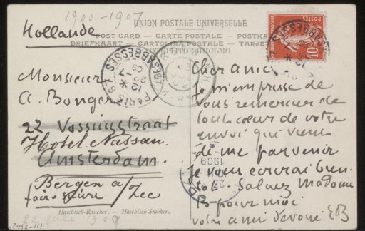 Postcard to Andries Bonger