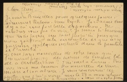 Letter card to Andries Bonger