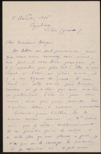 Letter to Andries Bonger