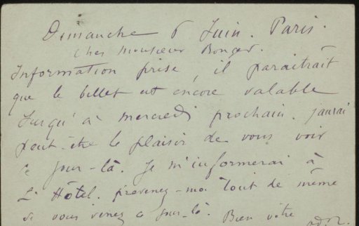 Postcard to Andries Bonger