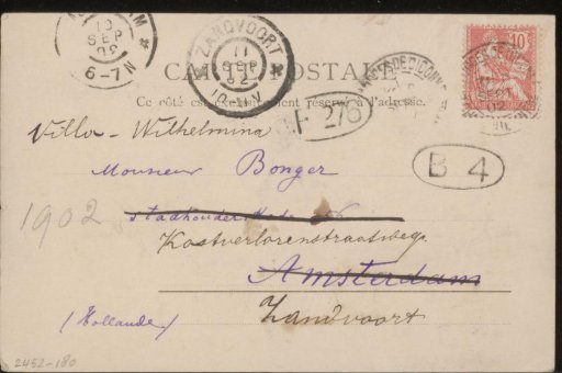 Postcard to Andries Bonger
