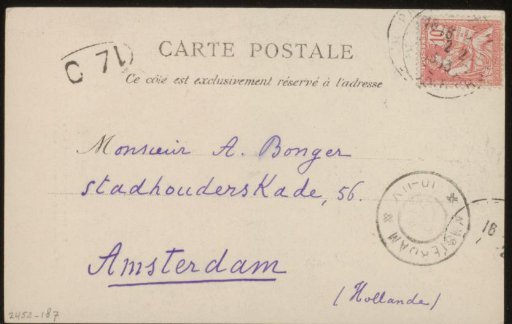 Postcard to Andries Bonger