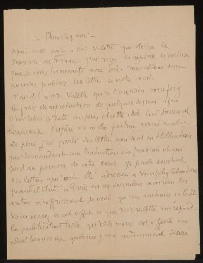 Letter to Andries Bonger