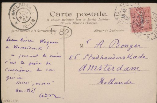 Postcard to Andries Bonger