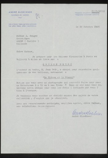 Letter to Françoise W.M. Bonger
