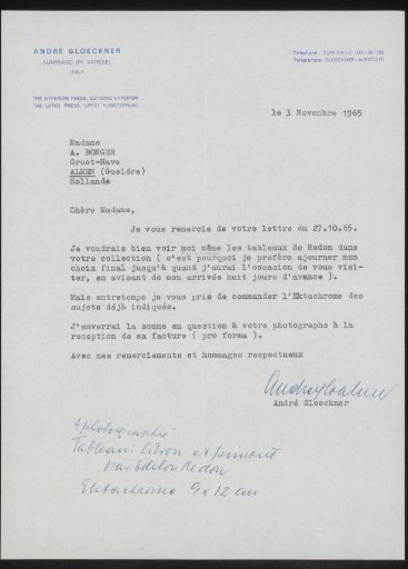 Letter to Françoise W.M. Bonger