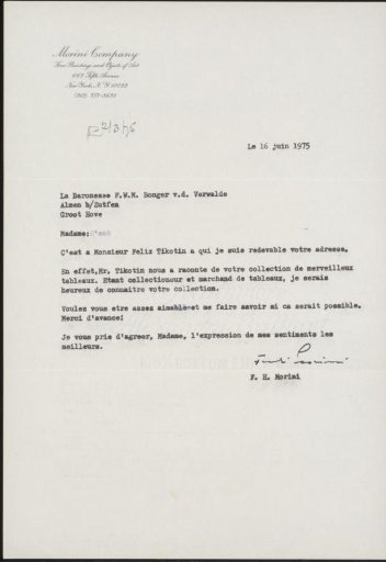 Letter to Françoise W.M. Bonger