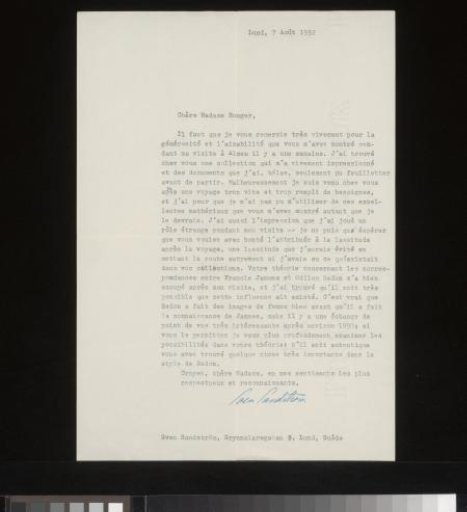 Letter to Françoise W.M. Bonger