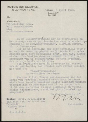 Letter to Françoise W.M. Bonger