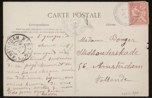 Postcard to Anne Marie Louise van der Linden