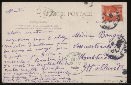 Postcard to Anne Marie Louise van der Linden