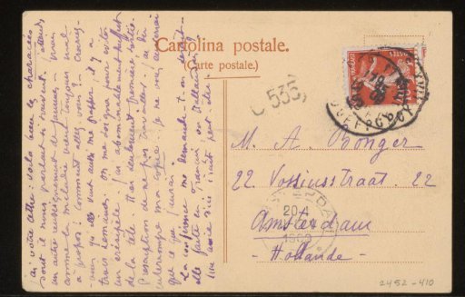 Postcard to Andries Bonger