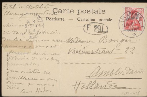 Postcard to Anne Marie Louise van der Linden
