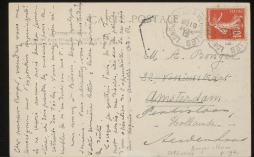 Postcard addressed to Andries Bonger