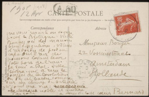 Postcard to Andries Bonger
