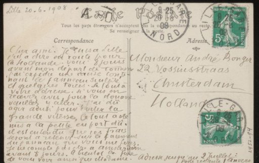 Postcard to Andries Bonger