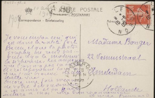 Postcard to Anne Marie Louise van der Linden
