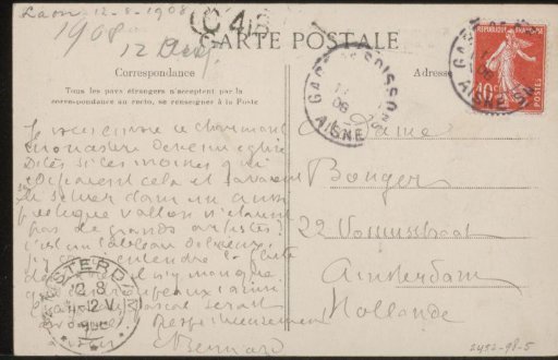 Postcard to Anne Marie Louise van der Linden