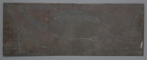 Copper plate with the map of the river section De Lint on the Oude Maas