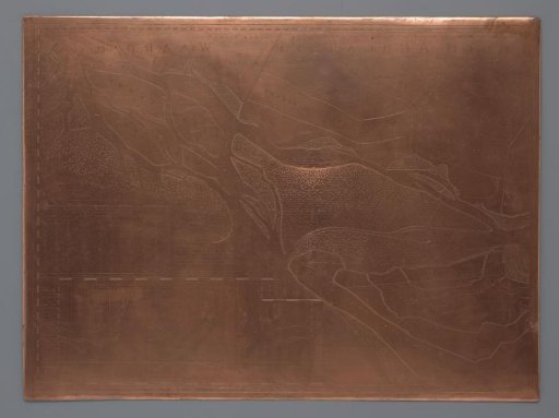 Copper plate with a map of the river Merwede
