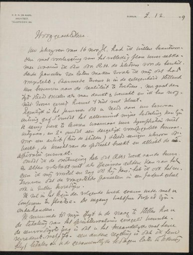 Letter to Henricus Joannes van Ogtrop