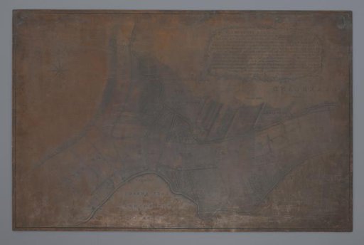 Copper plate with a section of the Lek river near Krimpen