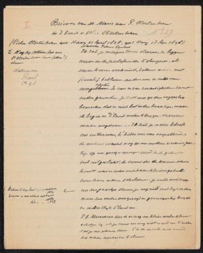 Annotated transcripts of letters to Pieter Stortenbeker
